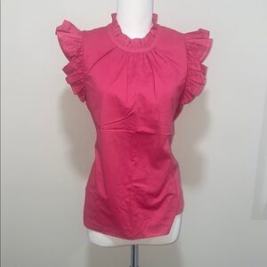 Express Pink Flutter Sleeve Ruffled Blouse- Medium